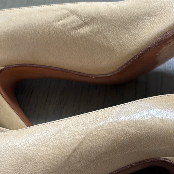 Cream High-Heeled Pumps with Pointed Toe - Picture 1 of 11